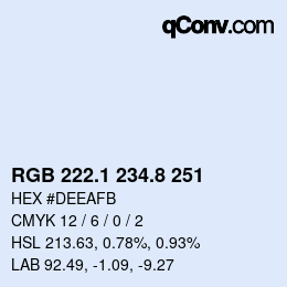 Color code: RGB 222.1 234.8 251 | qconv.com