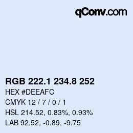 Farbcode: RGB 222.1 234.8 252 | qconv.com