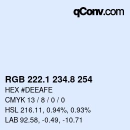 Farbcode: RGB 222.1 234.8 254 | qconv.com