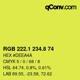 カラーコード: RGB 222.1 234.8 74 | qconv.com