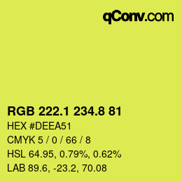 カラーコード: RGB 222.1 234.8 81 | qconv.com