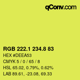 カラーコード: RGB 222.1 234.8 83 | qconv.com