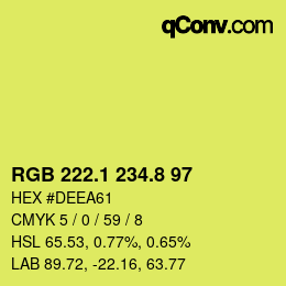 カラーコード: RGB 222.1 234.8 97 | qconv.com