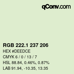 カラーコード: RGB 222.1 237 206 | qconv.com