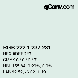 Color code: RGB 222.1 237 231 | qconv.com