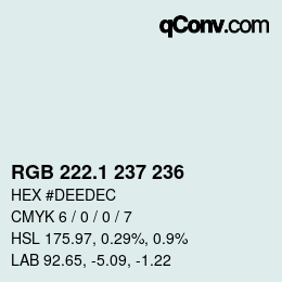 Color code: RGB 222.1 237 236 | qconv.com