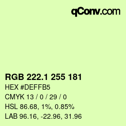 Color code: RGB 222.1 255 181 | qconv.com