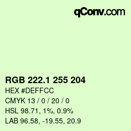 カラーコード: RGB 222.1 255 204 | qconv.com