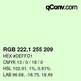 カラーコード: RGB 222.1 255 209 | qconv.com
