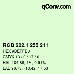 カラーコード: RGB 222.1 255 211 | qconv.com