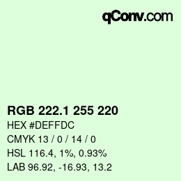 カラーコード: RGB 222.1 255 220 | qconv.com