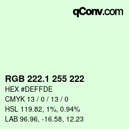カラーコード: RGB 222.1 255 222 | qconv.com