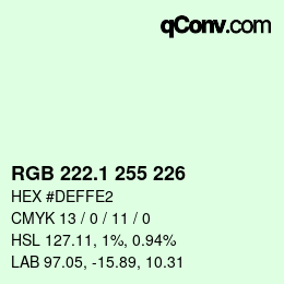 カラーコード: RGB 222.1 255 226 | qconv.com