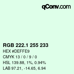 カラーコード: RGB 222.1 255 233 | qconv.com