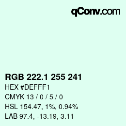カラーコード: RGB 222.1 255 241 | qconv.com