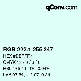 カラーコード: RGB 222.1 255 247 | qconv.com