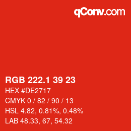 カラーコード: RGB 222.1 39 23 | qconv.com