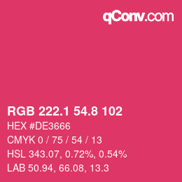 カラーコード: RGB 222.1 54.8 102 | qconv.com
