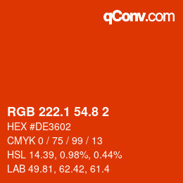 カラーコード: RGB 222.1 54.8 2 | qconv.com