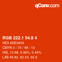 カラーコード: RGB 222.1 54.8 4 | qconv.com