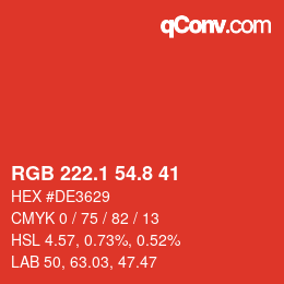 カラーコード: RGB 222.1 54.8 41 | qconv.com