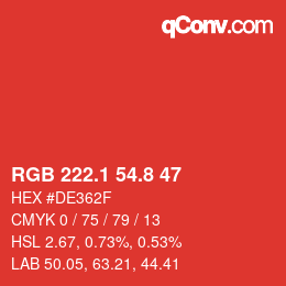 カラーコード: RGB 222.1 54.8 47 | qconv.com