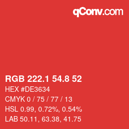 Color code: RGB 222.1 54.8 52 | qconv.com