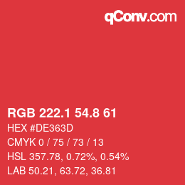 カラーコード: RGB 222.1 54.8 61 | qconv.com