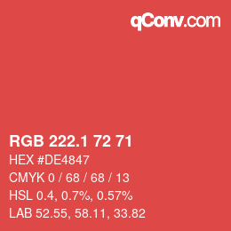 Color code: RGB 222.1 72 71 | qconv.com