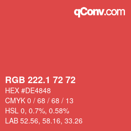 カラーコード: RGB 222.1 72 72 | qconv.com