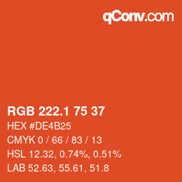 カラーコード: RGB 222.1 75 37 | qconv.com