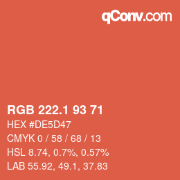 カラーコード: RGB 222.1 93 71 | qconv.com
