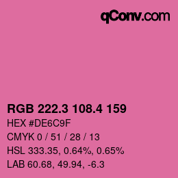 カラーコード: RGB 222.3 108.4 159 | qconv.com