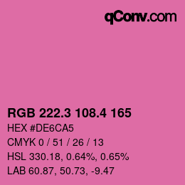 カラーコード: RGB 222.3 108.4 165 | qconv.com