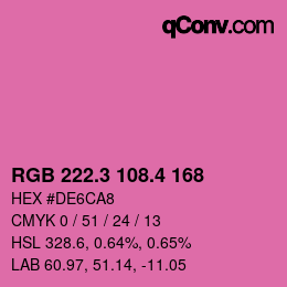 カラーコード: RGB 222.3 108.4 168 | qconv.com