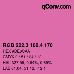 カラーコード: RGB 222.3 108.4 170 | qconv.com