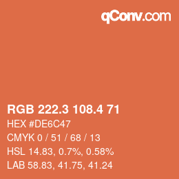 カラーコード: RGB 222.3 108.4 71 | qconv.com
