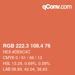 カラーコード: RGB 222.3 108.4 76 | qconv.com