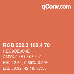 カラーコード: RGB 222.3 108.4 78 | qconv.com