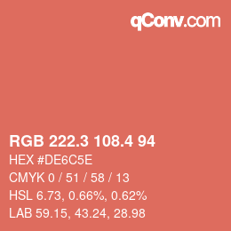 カラーコード: RGB 222.3 108.4 94 | qconv.com