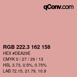 カラーコード: RGB 222.3 162 158 | qconv.com
