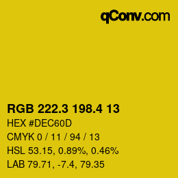 カラーコード: RGB 222.3 198.4 13 | qconv.com