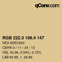 カラーコード: RGB 222.3 198.4 147 | qconv.com