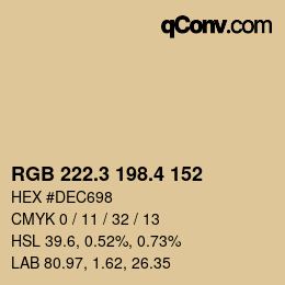 カラーコード: RGB 222.3 198.4 152 | qconv.com