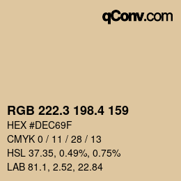 カラーコード: RGB 222.3 198.4 159 | qconv.com