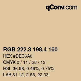 カラーコード: RGB 222.3 198.4 160 | qconv.com