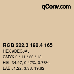 カラーコード: RGB 222.3 198.4 165 | qconv.com