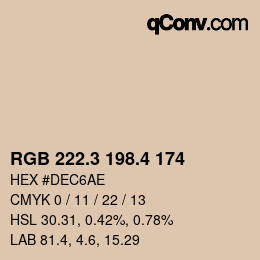 カラーコード: RGB 222.3 198.4 174 | qconv.com