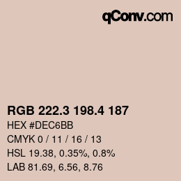 カラーコード: RGB 222.3 198.4 187 | qconv.com