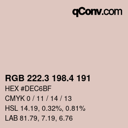 カラーコード: RGB 222.3 198.4 191 | qconv.com